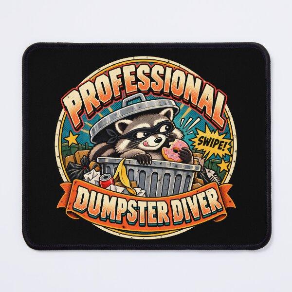Item preview, Professional Dumpster Diver Vintage Raccoon Comic Badge designed and sold by Win Hardy.