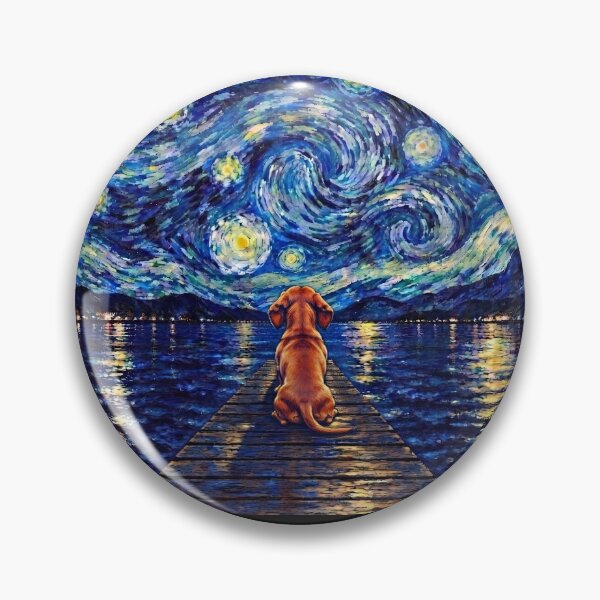 Item preview, Funny Red Dachshund Starry Night Painting Bridge Star Mom Dad Kids designed and sold by FurryHavenPH.