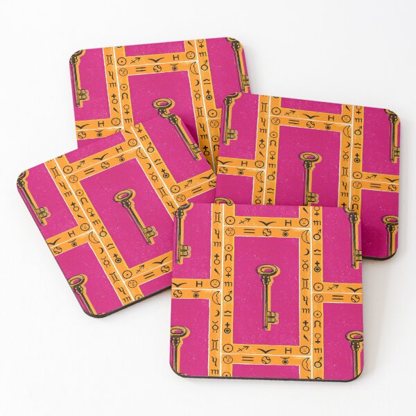 Item preview, Vintage Skeleton Key with Zodiac Symbols in Magenta designed and sold by Fani*.