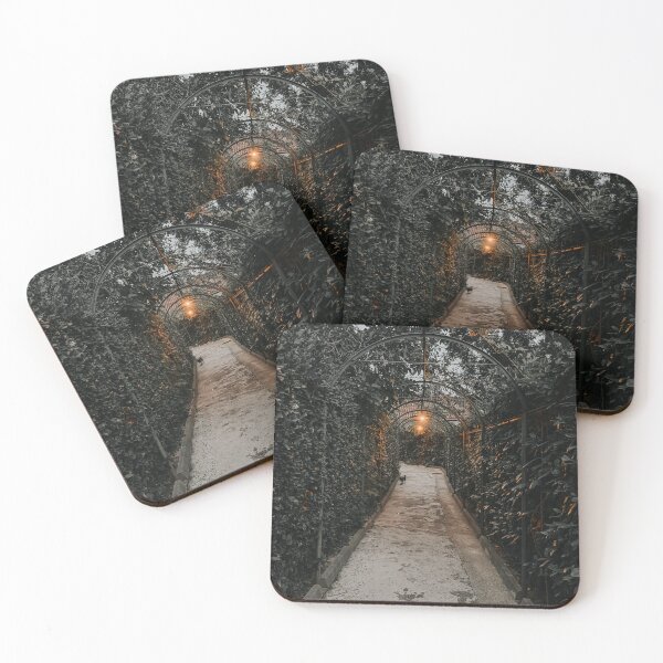 Item preview, Secret Garden Pathway – Enchanted Green Tunnel with Warm Evening Lights designed and sold by JoChrRand.