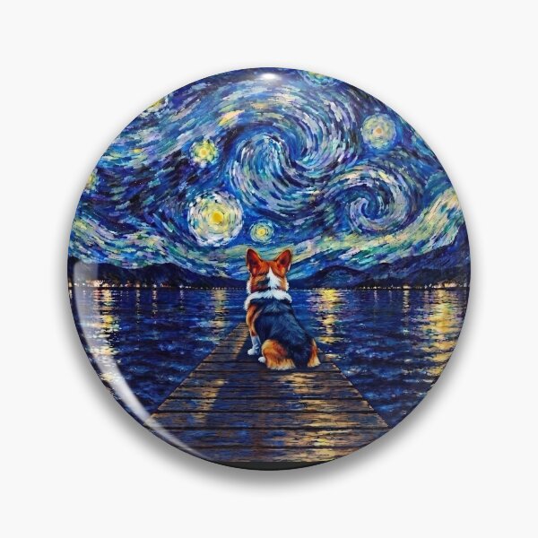 Item preview, Funny Red Headed Tricolor Corgi Starry Night Painting Bridge Star Mom Dad Kids designed and sold by FurryHavenPH.