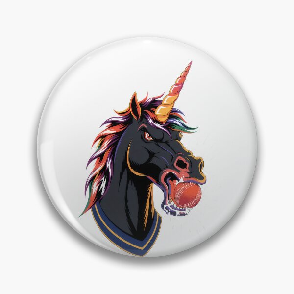 Item preview, Fierce black unicorn biting red stitched cricket ball designed and sold by Rostislav Bouda.