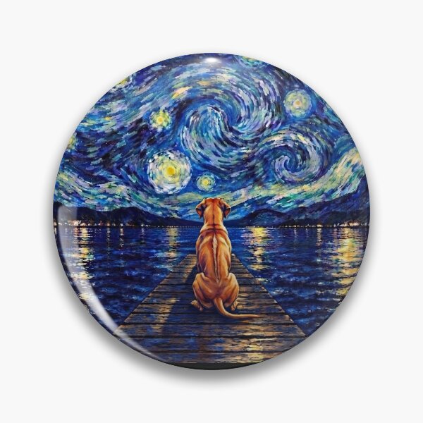 Item preview, Funny Rhodesian Ridgeback Starry Night Painting Bridge Star Mom Dad Kids designed and sold by FurryHavenPH.