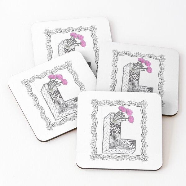 Item preview, Letter L - Illuminated Initial with Pink Flowers in Ornate Frame designed and sold by The Outlier Studio.