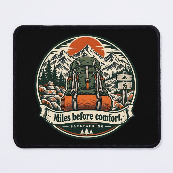 Item preview, Miles Before Comfort – Vintage Backpacking Mountain designed and sold by Quoteez.