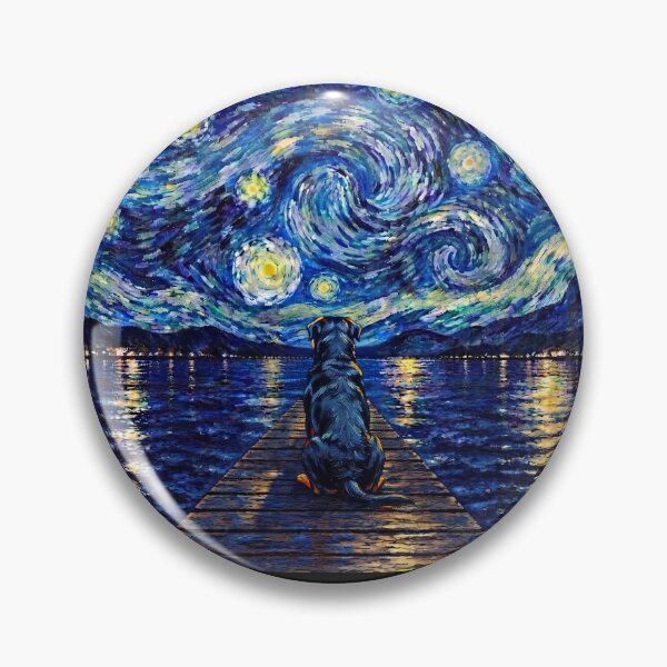 Item preview, Funny Rottweiler Starry Night Painting Bridge Star Mom Dad Kids designed and sold by FurryHavenPH.