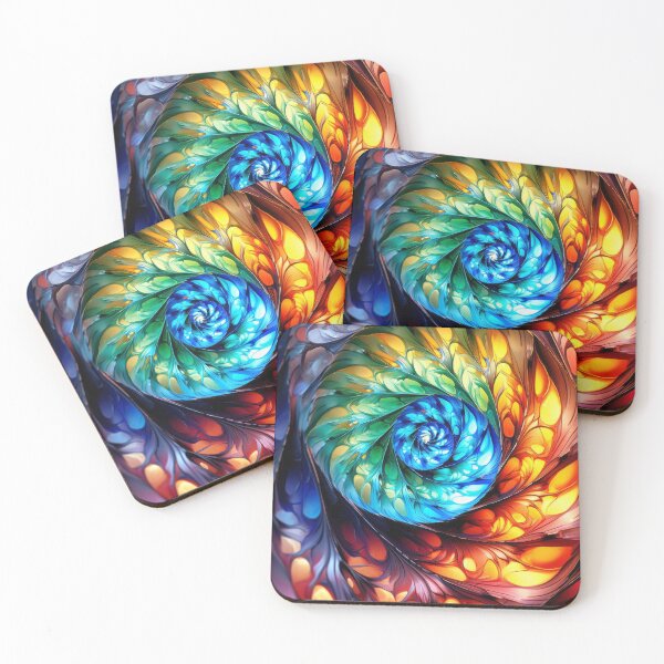 Item preview, Spiral Fractal Glass Rainbow Swirl Pattern designed and sold by pinkal.