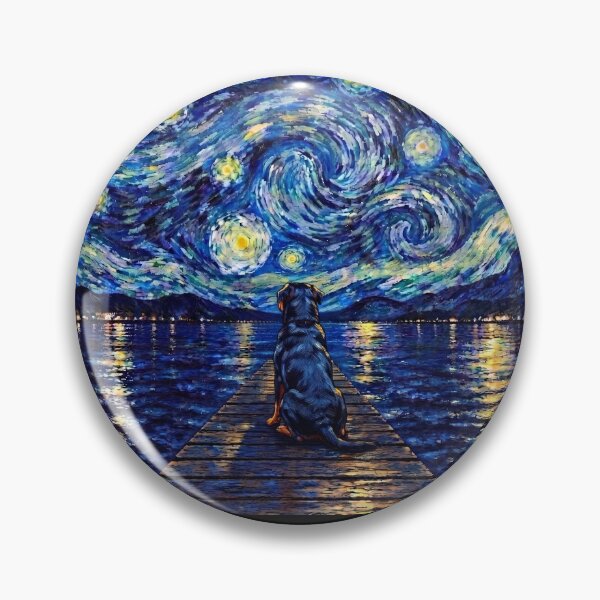 Item preview, Funny Rottweiler Starry Night Painting Bridge Star Mom Dad Kids designed and sold by FurryHavenPH.