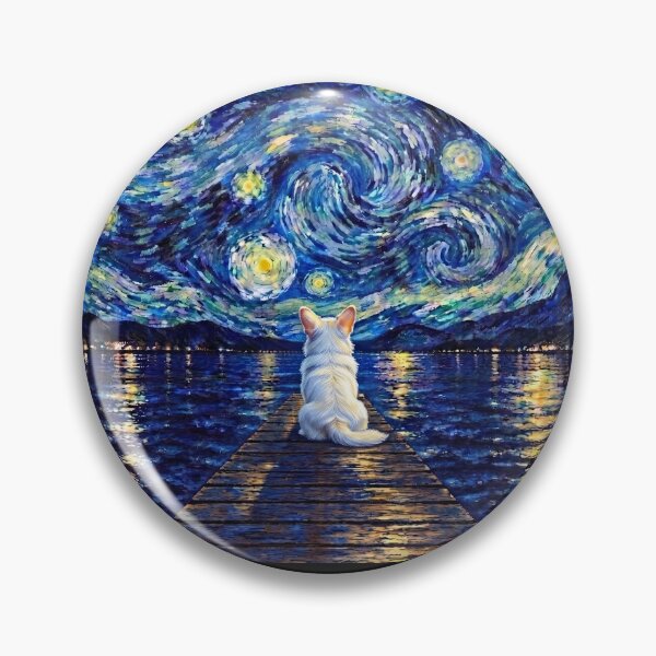 Item preview, Funny Sabtle White Corgi Starry Night Painting Bridge Star Mom Dad Kids designed and sold by FurryHavenPH.