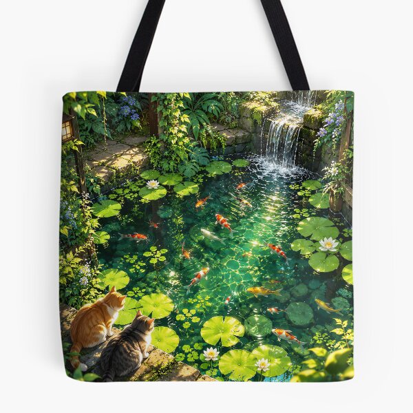 Item preview, Enchanted Koi Pond with Curious Cats designed and sold by Curio Meridian.