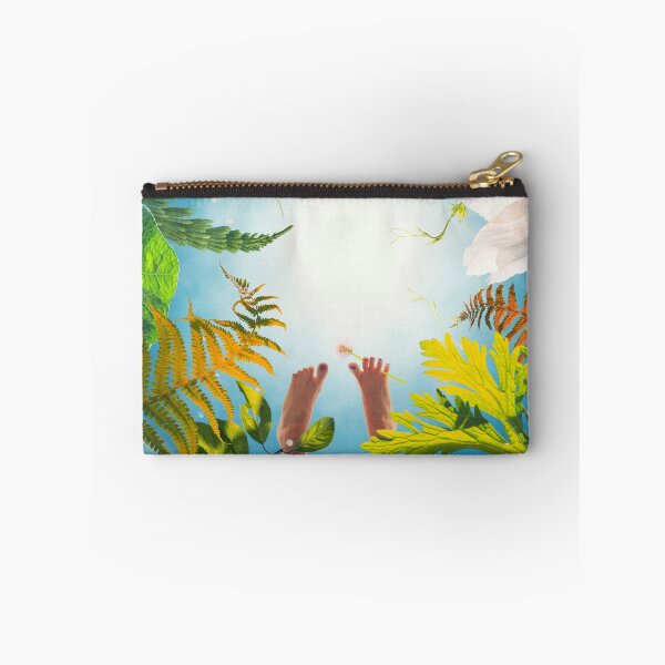 Item preview, Feet with a dandelion between the toes, part of a floral composition against the sky; low-angle shot. designed and sold by Vizerskaya.