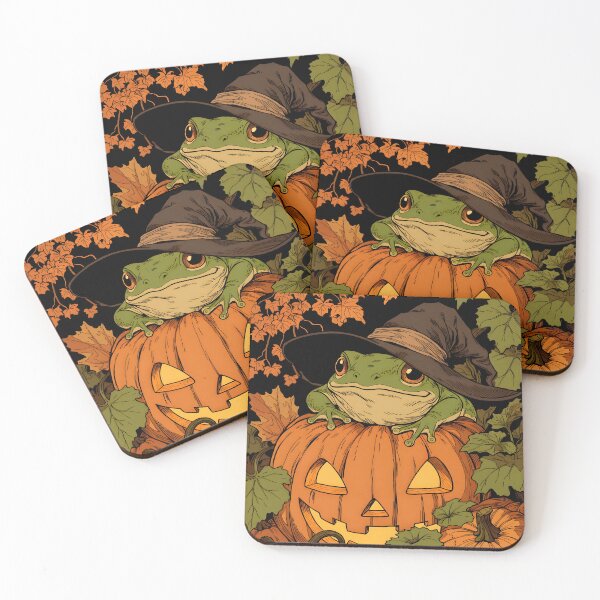 Item preview, Cute Halloween Frog Witch Vintage Jack-o'-Lantern Pumpkin designed and sold by FaizArtShop.