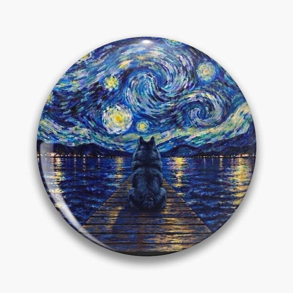 Item preview, Funny Schipperke Starry Night Painting Bridge Star Mom Dad Kids designed and sold by FurryHavenPH.
