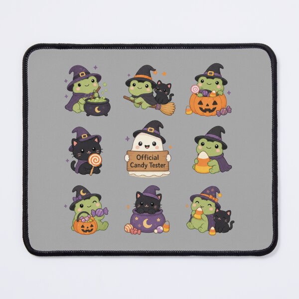Item preview, ute Halloween Witch Frog & Black Cat Sticker Grid Pack | Kawaii Official Candy Tester & Spooky Season Icon Collection designed and sold by illeN-Art-World.