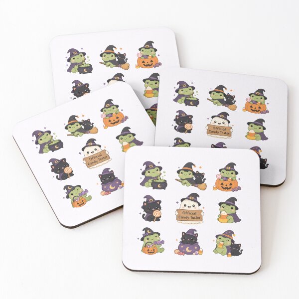 Item preview, ute Halloween Witch Frog & Black Cat Sticker Grid Pack | Kawaii Official Candy Tester & Spooky Season Icon Collection designed and sold by illeN-Art-World.