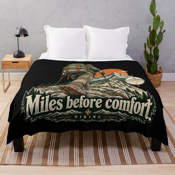 Item preview, Miles Before Comfort – Vintage Mountain Hiking Adventure designed and sold by Quoteez.
