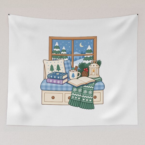 Item preview, Cozy Winter Reading Nook – Books and Hot Cocoa designed and sold by CleanDecor.