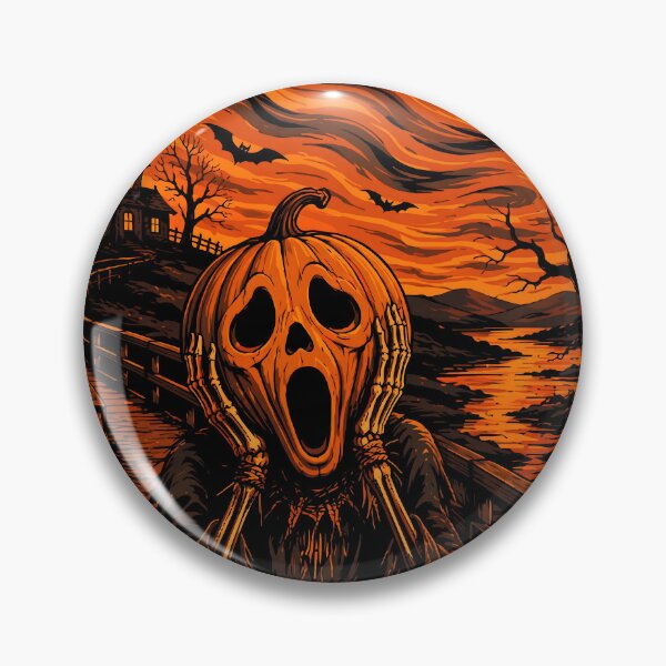 Item preview, Halloween The Scream Parody Spooky Pumpkin Head Skeleton designed and sold by FaizArtShop.