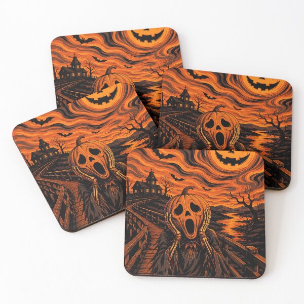 Item preview, Halloween The Scream Parody Spooky Pumpkin Head Skeleton designed and sold by FaizArtShop.