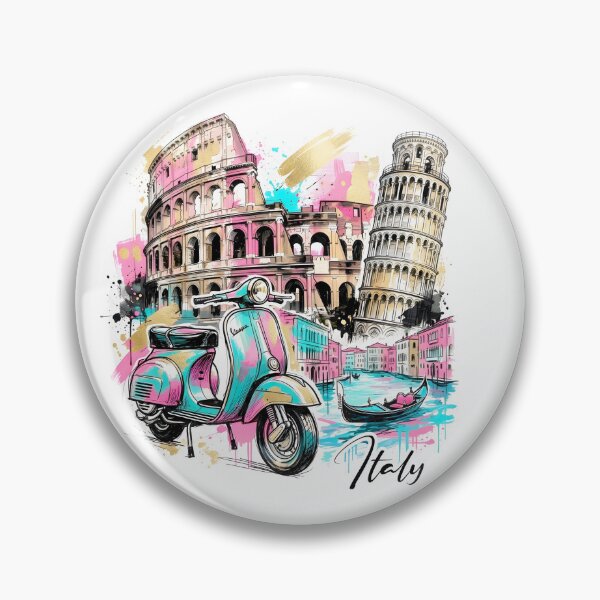 Item preview, Italy Travel Art: Vespa, Colosseum and Pisa designed and sold by EdwinkOne.