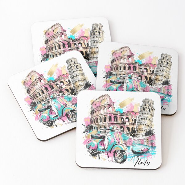 Item preview, Italy Travel Art: Vespa, Colosseum and Pisa designed and sold by EdwinkOne.