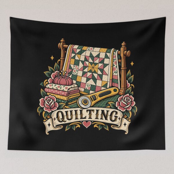 Item preview, Quilting – Vintage Patchwork Star and Sewing Tools  designed and sold by Quoteez.