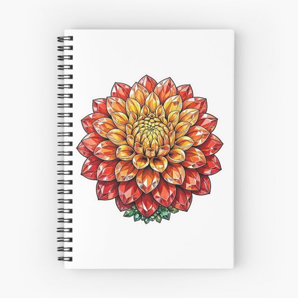 Item preview, Dahlia Flower Fire Crystal Sticker - Red Orange Yellow Gradient Real Color designed and sold by Crystal Critters .