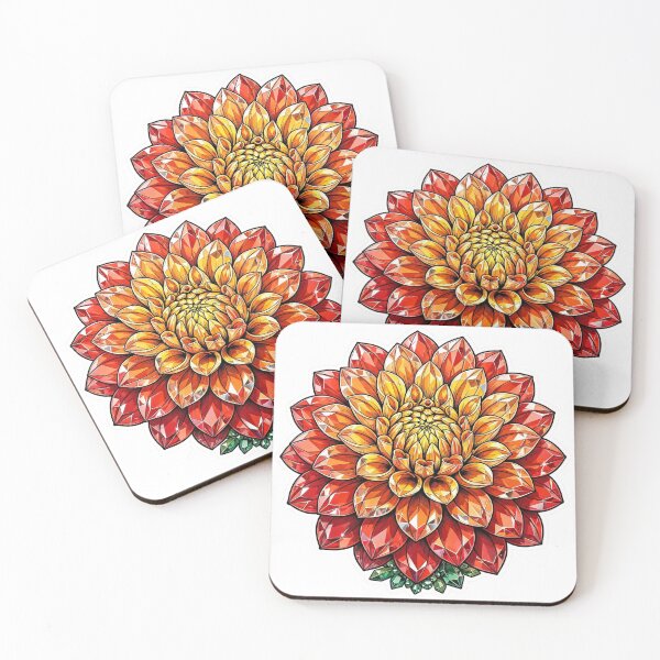 Item preview, Dahlia Flower Fire Crystal Sticker - Red Orange Yellow Gradient Real Color designed and sold by Crystal Critters .