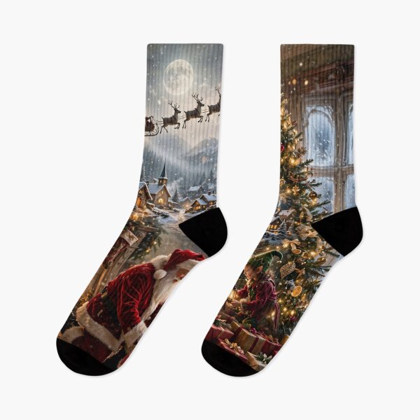 Item preview, The Enchanted Christmas Eve – Santa's Magical Workshop designed and sold by DreamyWallVibes.