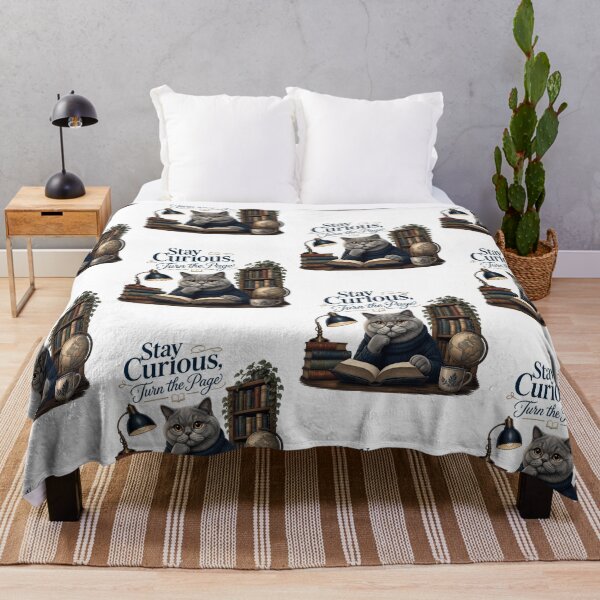 Item preview, British Shorthair Cat – Stay Curious, Turn the Page designed and sold by PurrBloom Studio.