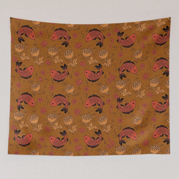 Item preview, Japandi Koi Fish and Lotus Pods Seamless Pattern Vector designed and sold by Shutter-Dragon.