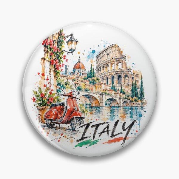 Item preview, Italy Watercolor Art: Red Vespa and Colosseum designed and sold by EdwinkOne.