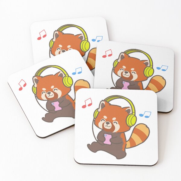 Item preview, Cute Red Panda Listening to Music with Headphones Kawaii designed and sold by BrightVibeStore.
