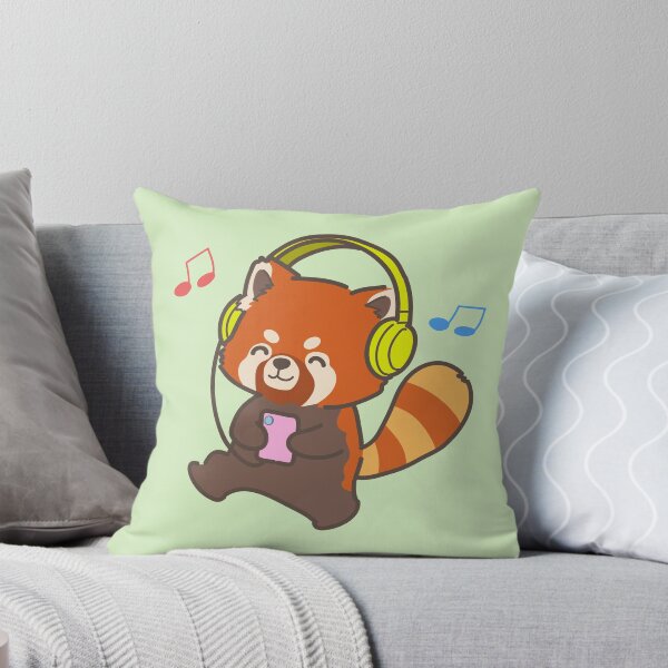 Item preview, Cute Red Panda Listening to Music with Headphones Kawaii designed and sold by BrightVibeStore.