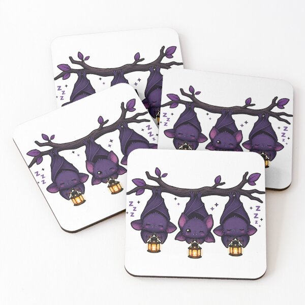 Item preview, Bat Gift - Cute Sleepy Bats With Lanterns designed and sold by RedRubyBubble.