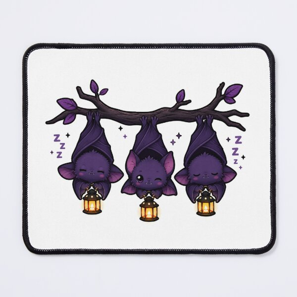 Item preview, Bat Gift - Cute Sleepy Bats With Lanterns designed and sold by RedRubyBubble.