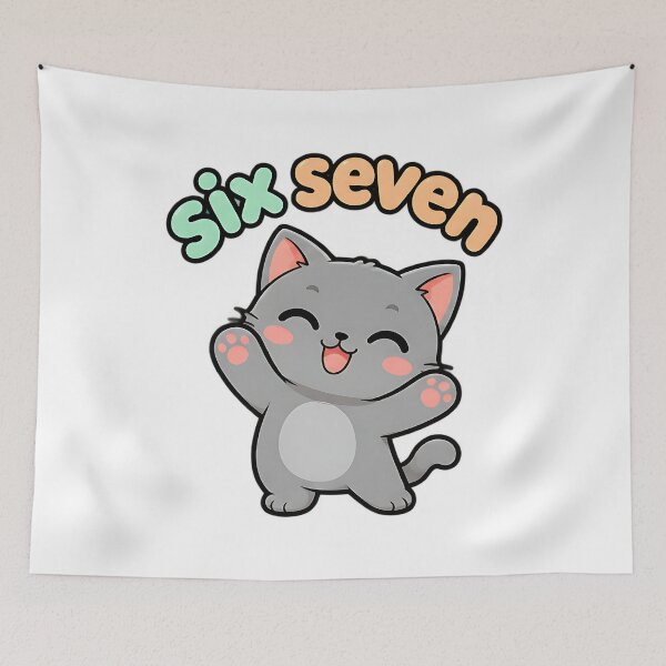 Item preview, Six Seven 67 6 7 Cat Gaming Brainrot Meme Humor designed and sold by ArtDesignTp.