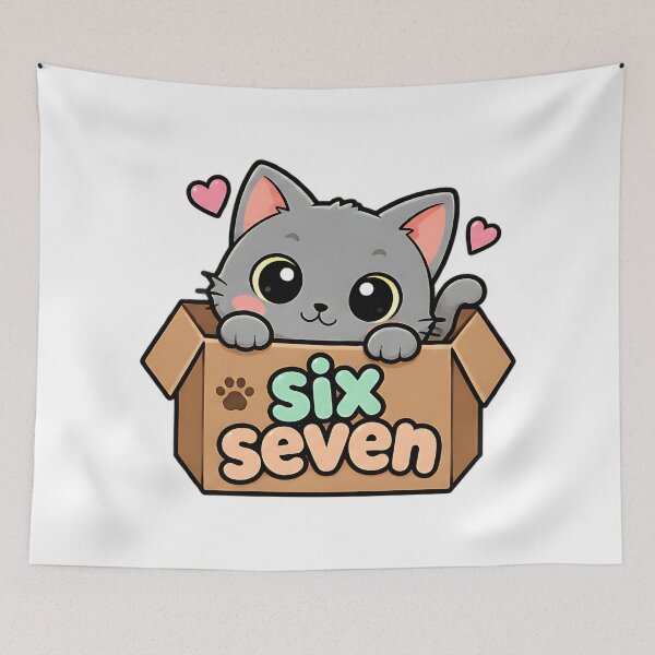 Item preview, Six Seven 67 6 7 Cat Funny Kids Gaming Brainrot Meme designed and sold by ArtDesignTp.