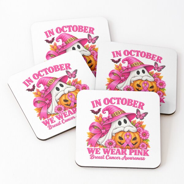 Item preview, In October We Wear Pink Breast Cancer Halloween Ghost designed and sold by ArtDesignTp.