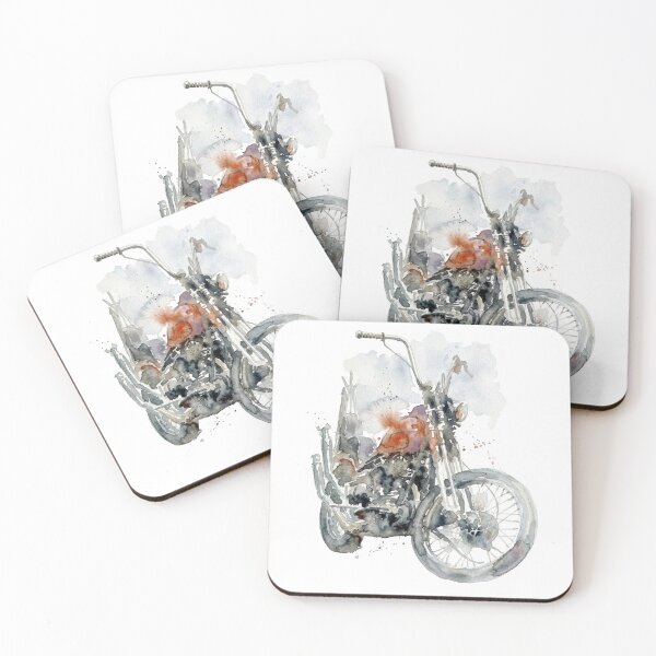 Item preview, Vintage Custom Chopper Motorcycle Watercolor Art designed and sold by caracatita75.