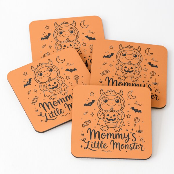 Item preview, Mommy's Little Monster Black & White Halloween Line Art | Cute Monster Costume Frog & Pumpkin Minimalist Design designed and sold by illeN-Art-World.
