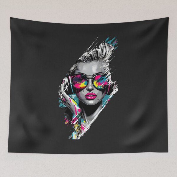 Item preview, Neon Music Girl Vector Art - Urban DJ Streetwear Aesthetic designed and sold by lucianacordoba.