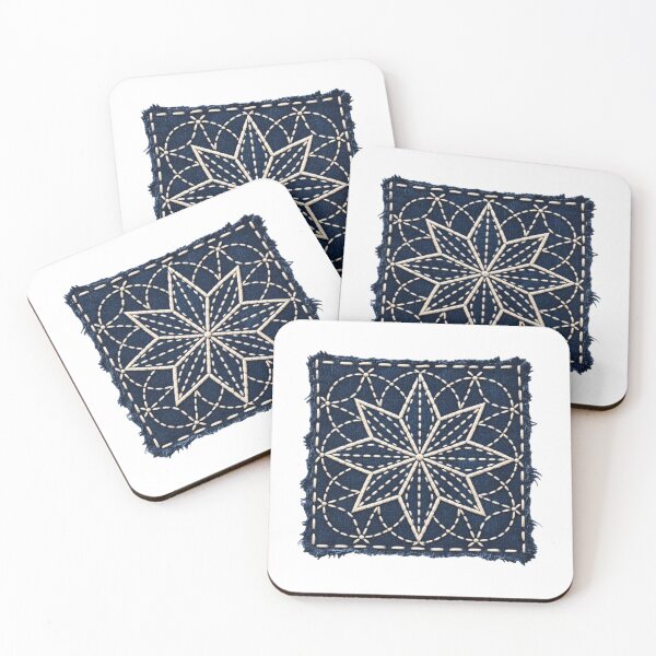 Item preview, Indigo Sashiko Star Patch With White Stitches designed and sold by WeirdlyMild.