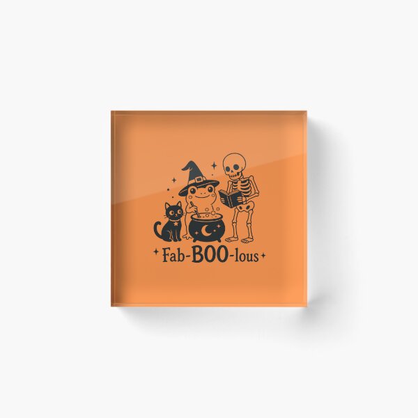 Item preview, Fab-BOO-lous Skeleton Reading Spell Book with Witch Frog & Black Cat | Cute Monochrome Halloween Line Art & Spooky Cauldron Design designed and sold by illeN-Art-World.