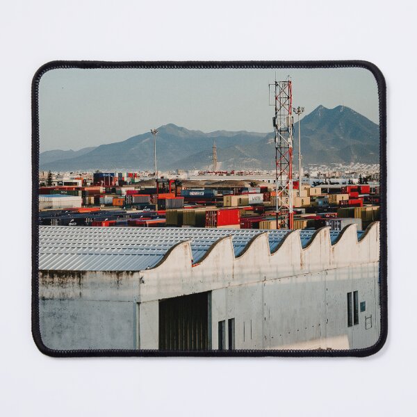 Item preview, Industrial Port Landscape - Urban Shipping Containers & Mountain Skyline designed and sold by BeyaDh.