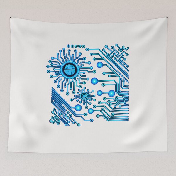 Item preview, Blue Circuit Board Core – Computer Virus Futuristic Cyber Tech Art designed and sold by Genius Geek.
