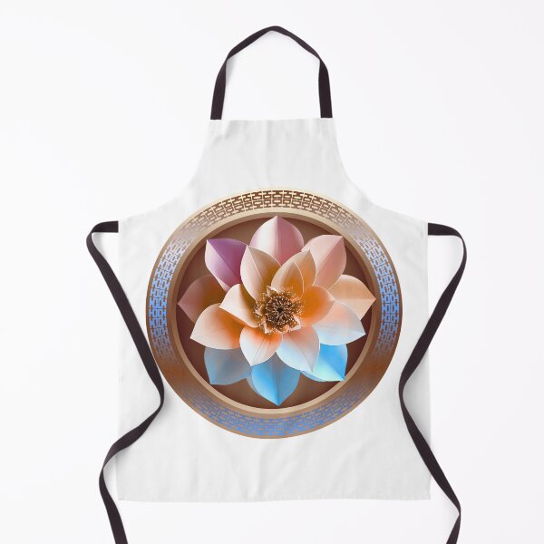 Item preview, Radiant Sunset Peach & Blue Lotus Crystal Mandala Art designed and sold by MinimalAurashop.