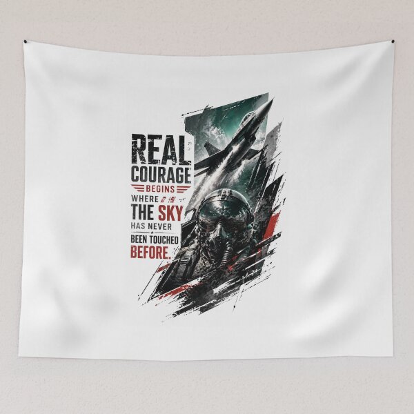 Item preview, Real Courage Begins Where The Sky Has Never Been Touched - Fighter Jet Pilot Sticker designed and sold by Nicolae-SCROCIOB-Shop.