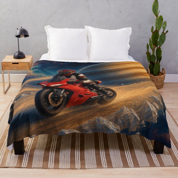 Item preview, Mitchk Riding the Rings of Saturn - Motorcycle Rider Racing Across a Glittering Planetary Ring in Deep Space designed and sold by KGOart.