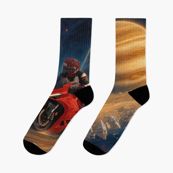 Item preview, Mitchk Riding the Rings of Saturn - Motorcycle Rider Racing Across a Glittering Planetary Ring in Deep Space designed and sold by KGOart.